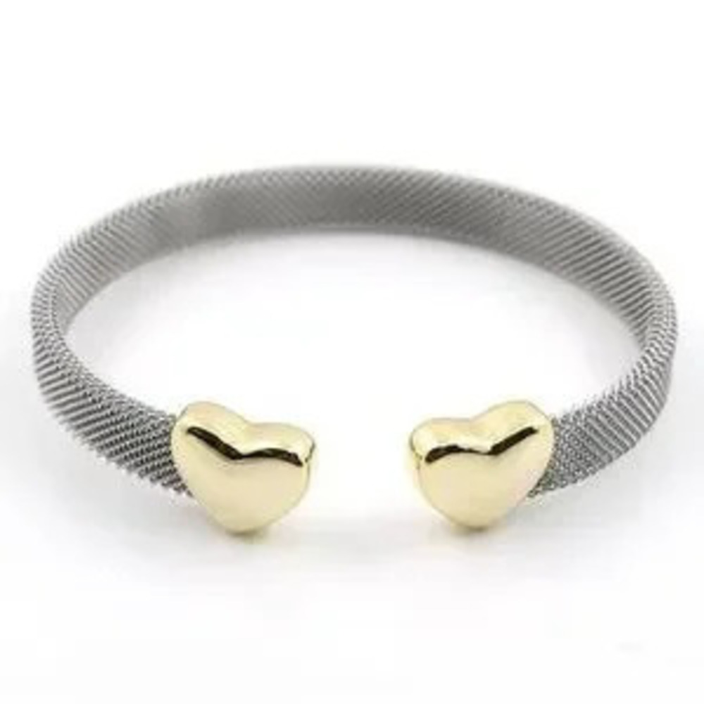 Heart Open Bangle Cuff Bracelet